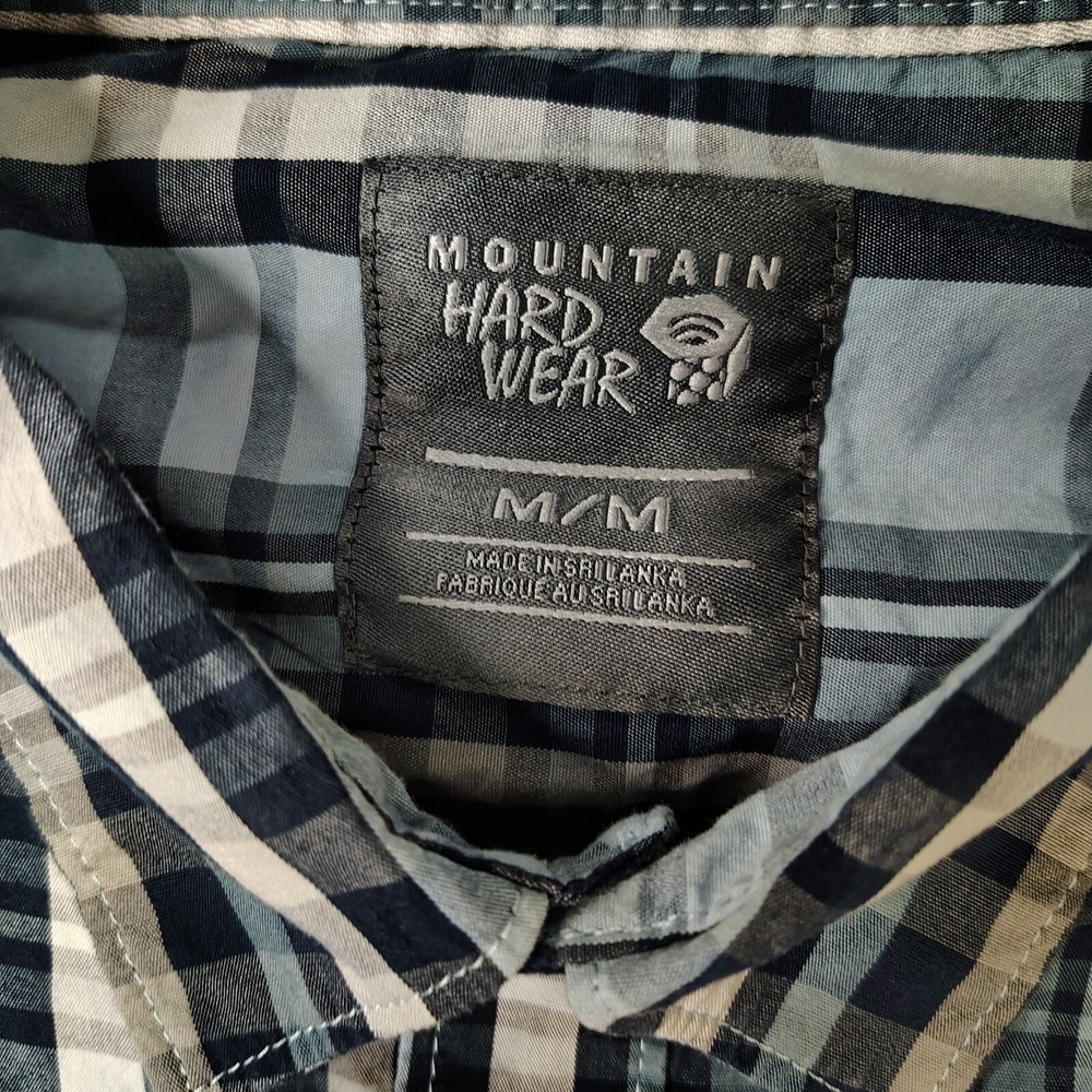 Mountain‎ Hardwear Button Down Shirt Mens Medium Blue Plaid Short Sleeve Pocket - Picture 3 of 7